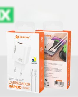 Carregador Turbo 20w 2 Portas USB-C e Lightning Peining
